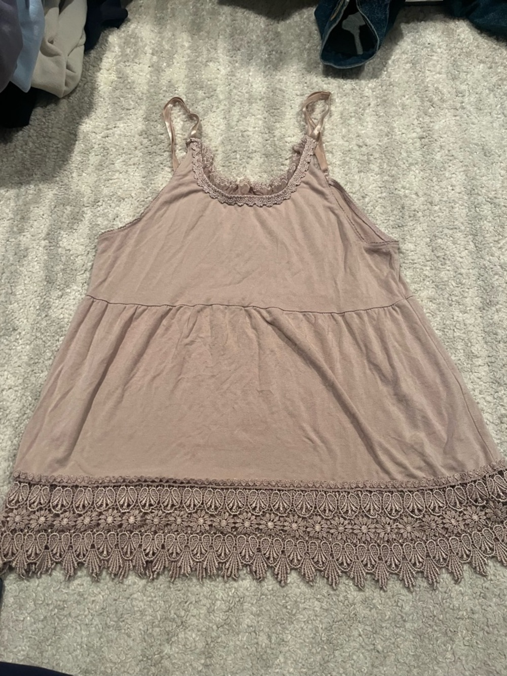 Altar'd State Mauve Pink Lace-Trim Tank Top